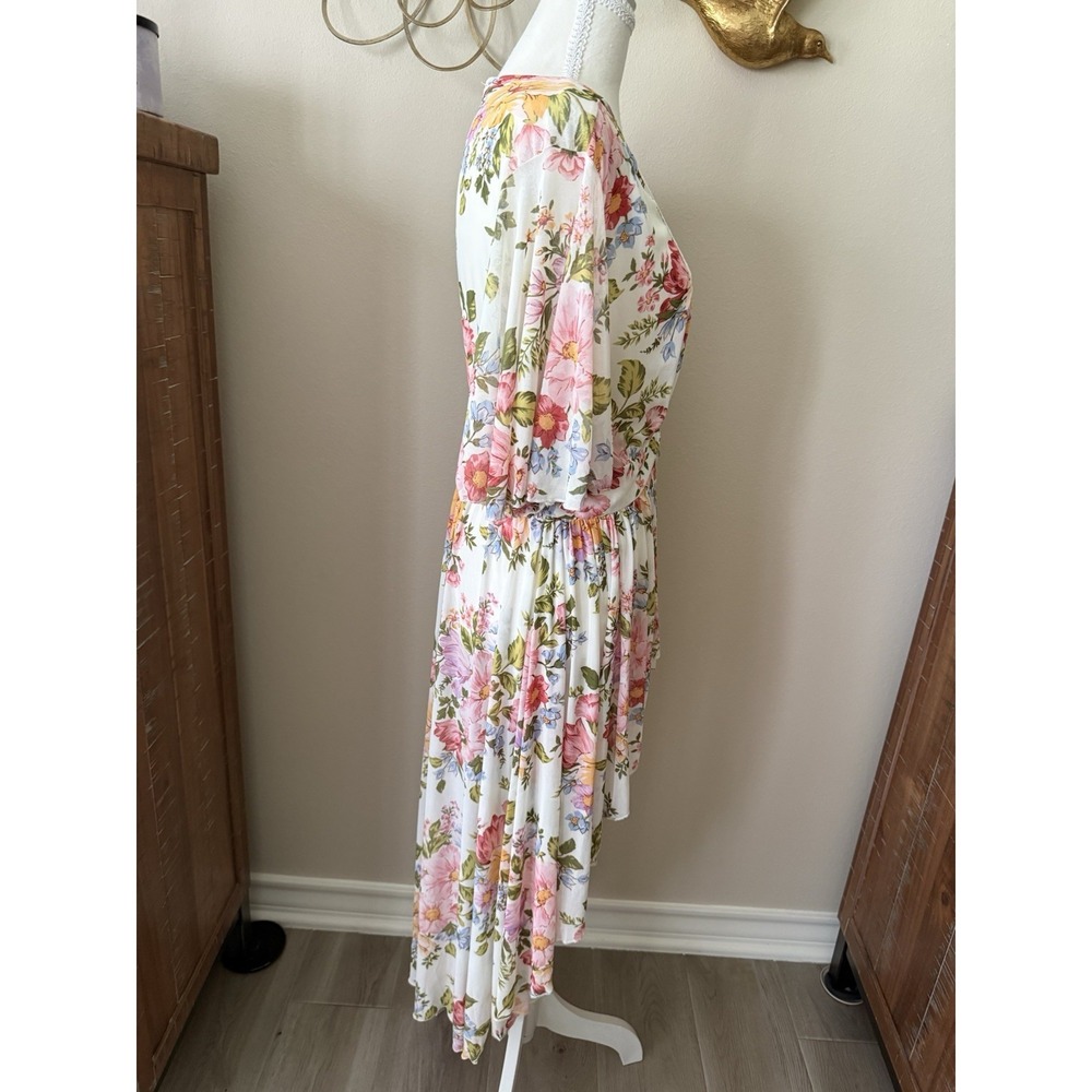 LIFE Love Is For Eternity Floral Kimono Dress M Lace Boho Wedding Guest High Low - Picture 4 of 11